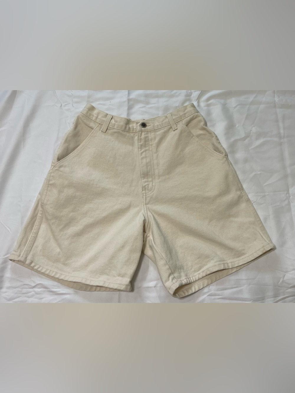 Vintage Bill Blass High Waisted Carpenter Shorts Cream Size 8 USA Made